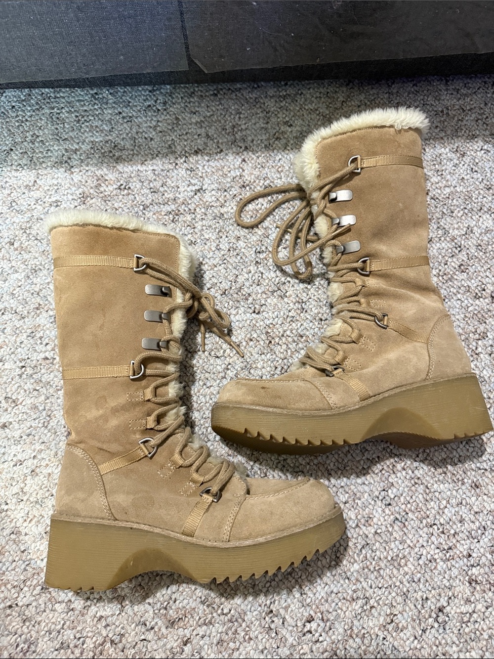 BRATZ Style Lace-Up Platform Fur-Trim Boots